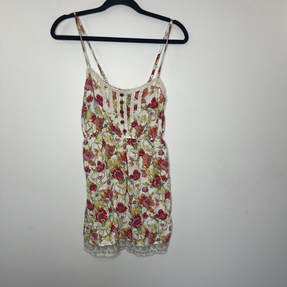 Poetry Top Blouse Women's  Small Multicolor Floral Spaghetti Strap Boho